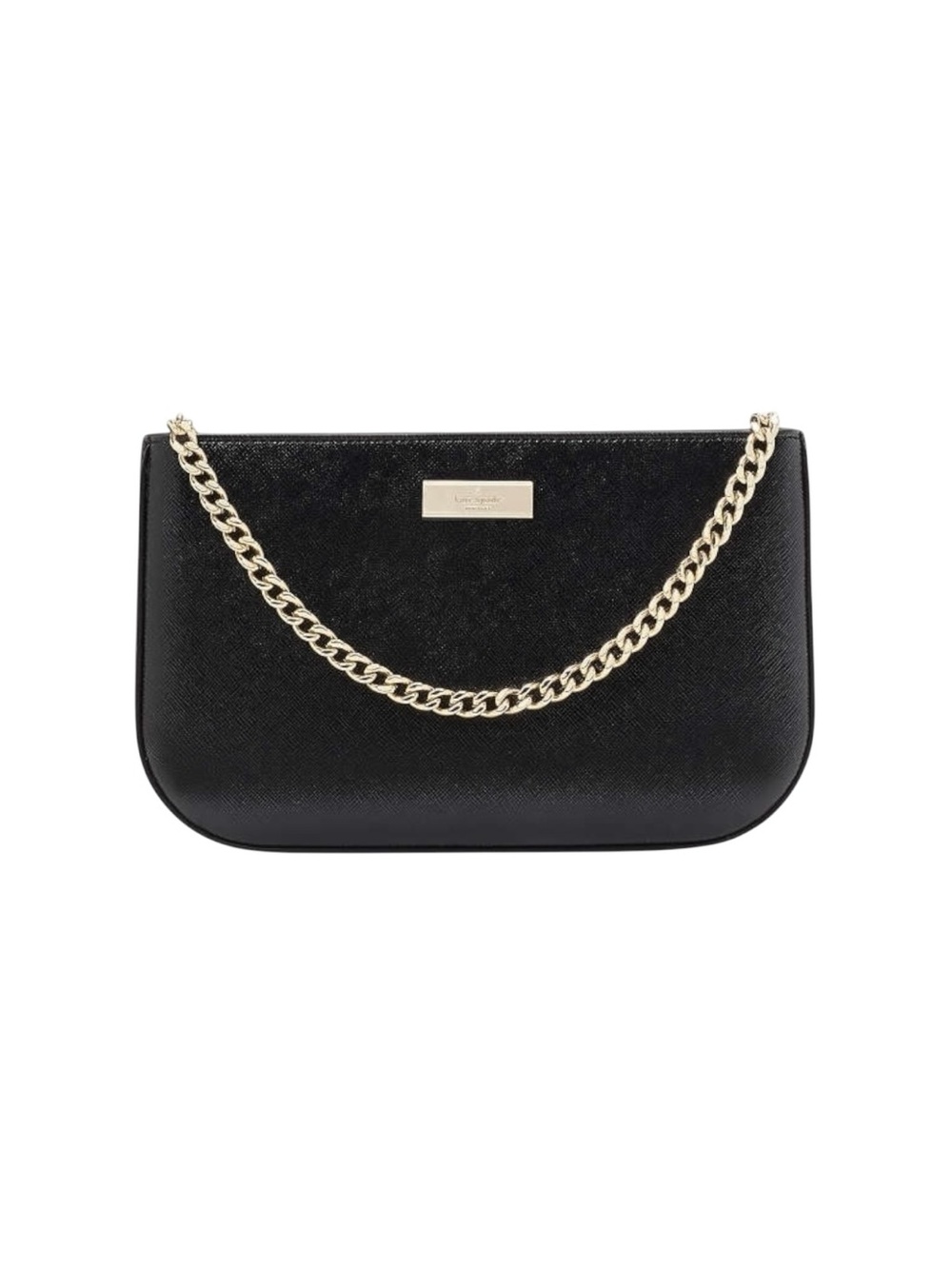 Kate Spade Black Saffiano Mini Shoulder Bag Pochette W/ Gold Chain Kenzie $249